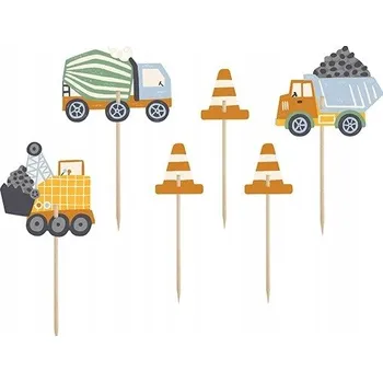 Obraz Sada na Muffin Pojízdné Stavební Stroje 6 Kusů na Oslavu