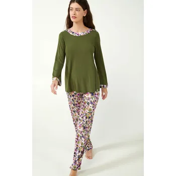 Dámské pyžamo Vamp - Dámské pyžamo s květinami 21065 - Vamp green moss M