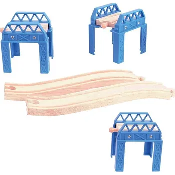 Vláček a vláčkodráha Bigjigs Rail Dřevěné koleje set mostní konstrukce