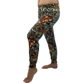 Dámské legíny NOVINKA- Dámské dlouhé legíny ornament tmavě zelené