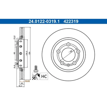 Brzdový kotouč Brzdový kotouč ATE 24.0122-0319.1