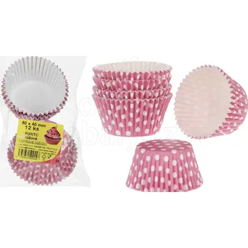 Formička Cukrářské košíčky samonosné PUNTO 50x40 mm RŮŽOVÉ, 12 ks