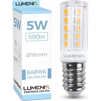Žárovka LED žárovka E14 mini 5W 500lm Neutrální bílá malá do ledničky CORN 360 230V