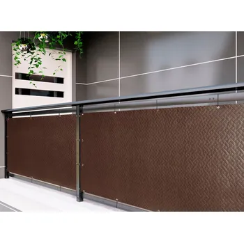 Krycí plachta Balkonová zástěna PREMIUM 90x300 cm, ratanový vzor hnědá, 240g/m2 MyBestHome Vysoká gramáž 240 g/m2