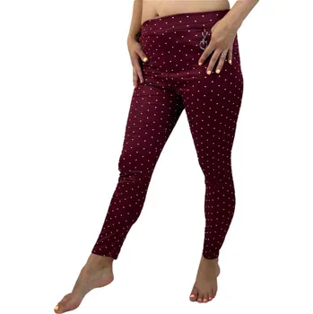 Dámské legíny VÝPRODEJ-Dámské legíny s puntíky- vínové