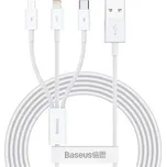 Baseus CAMLTYS-02 Superior Fast Charging Datový Kabel 3v1 USB-C, Lightning, MicroUSB 1.5m White