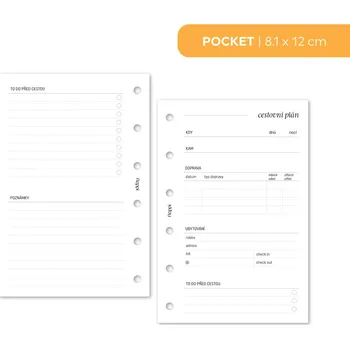 Náplň do diáře Fleppi Náplň do diáře - Cestovní plánovač Vyberte velikost náplně: Pocket