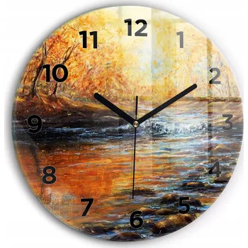 Hodiny Ozdobné nástěnné hodiny s krásnou grafikou Umělecké dílo kulatý průměr 30 cm