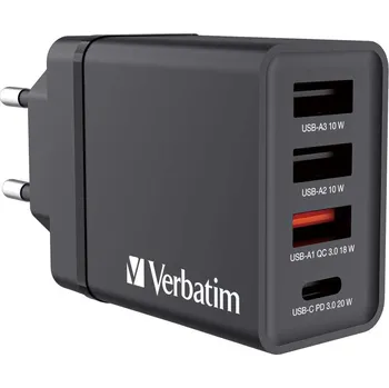 Mobilní telefon Verbatim USB nabíječka do sítě 30W,4 portová,černá