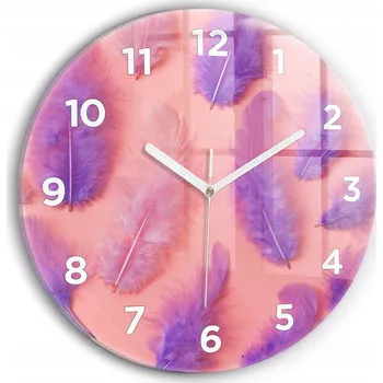 Hodiny Nástěnné hodiny kulatý dekorativní klasické kuchyňské Barevná pírka průměr 30 cm