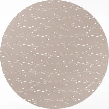 Koberec Kulatý Koberec z Vinylu PVC průměr 50 cm Jemné lístky a větvičky ve stylu boho