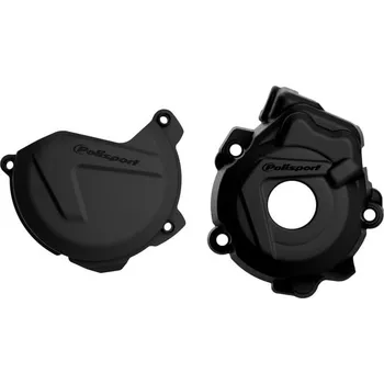 Sada krytu spojkového víka a krytu víka zapalování POLISPORT 90970 černá HUSQVARNA FC 250 2014-2015