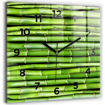 Hodiny Skleněné hodiny s motivem Moderní nástěnné hodiny Bambus Asijský 30x30