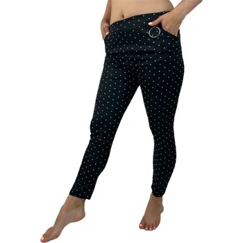 Dámské legíny VÝPRODEJ-Dámské legíny s puntíky- tmavě modré