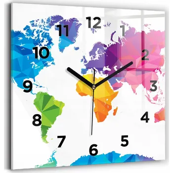Hodiny Skleněné nástěnné hodiny - Abstraktní mapa světa 30x30 cm