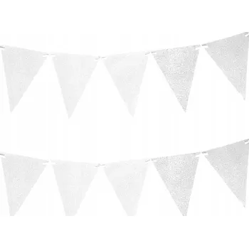 Girlanda VLAJKY třpytivé BÍLÉ 10 Ks 22 cm 6 m