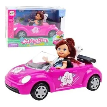 Zestaw mini laleczka + samochód Kabriolet + piesek