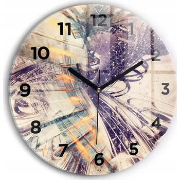 Hodiny Moderní skleněné nástěnné hodiny s potiskem Abstraktní mechanismus průměr 30 cm