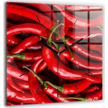 Hodiny Skleněné hodiny s potiskem Nástěnné Tiché ručičky Kuchyně Pálivé papričky