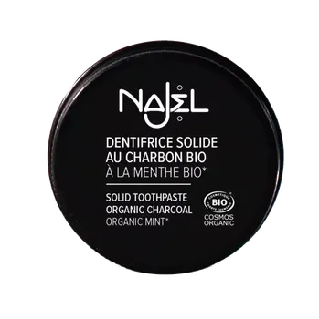 zubní pasta NAJEL Tuhá zubní pasta bělící s organickým dřevěným uhlím a mátou 33 g