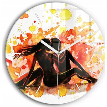 Hodiny Tiché skleněné nástěnné hodiny Láska a zamilovaný pár bílé ručičky průměr 60 cm