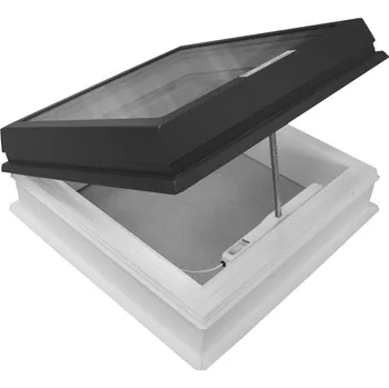 Okno Světlík plochý otevíravý DEKLIGHT BOX ACG/G/RAL 7016 OPE/EL dvojsklo manžeta 15 cm 100×150 cm