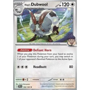 Sběratelská karetní hra Pokémon JTG 136/159 Hop's Dubwool - Journey Together Stav: Near Mint, Verze: HOLO