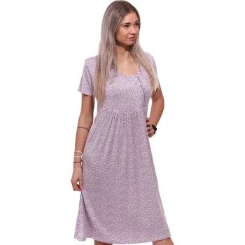 Dámská noční košile Šedá a růžově květovaná jmná luxusní košilka pro ženy 1D1498 růžová xxl