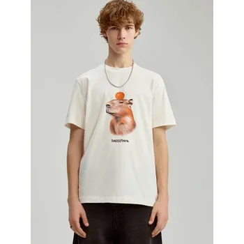 Pánské tričko Tričko s potiskem - L - House - krémový - 316EN-01X