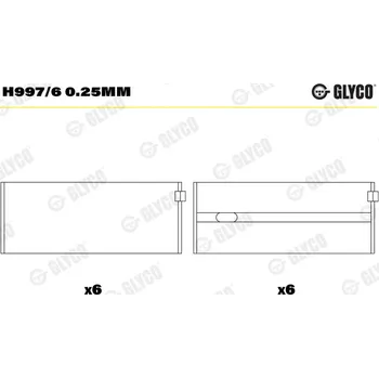 Kliková hřídel GLYCO Hlavní ložiska klikového hřídele H9976025MM