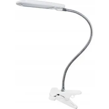 Lampička LED stolní lampa ACA Lightning s vypínačem a klipem BAZ 5W / 230V / 4000K / 340Lm / 120 ° / IP20, bílá