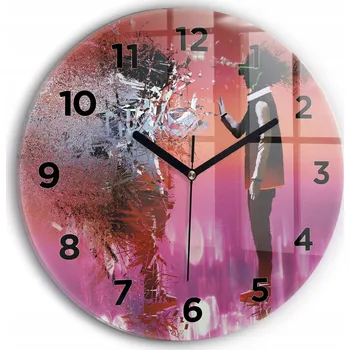 Hodiny Moderní skleněné hodiny s grafikou na zeď Kyberprostor kulatý průměr 30 cm