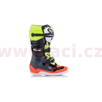 Moto obuv boty TECH 7 S, ALPINESTARS, dětské (šedá/červená fluo/žlutá fluo) 2025 (Velikost: 34) 2H706009