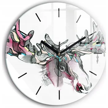 Hodiny Nástěnné Kulatý Skleněné Hodiny se Stylovým Potiskem Los abstrakce průměr 60 cm