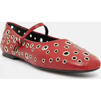 Dámské baleríny Kožené baleríny Tory Burch Eyelet Mary Jane Ballet vínová barva, 162679-960 162679.960 83X, EUR 37