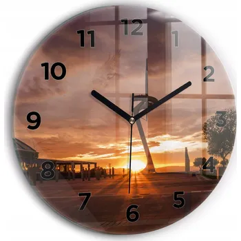 Hodiny Moderní skleněné nástěnné hodiny Barcelona Park Olimpijski kulatý průměr 30 cm