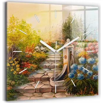 Hodiny Velké čtvercové nástěnné hodiny s motivem olejomalby lesa, 30x30 cm