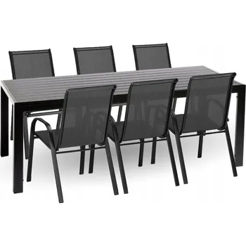 Zahradní sestava Sada zahradního nábytku kovová IWHOME černá 7 ks