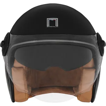 Helma na motorku přilba HERITAGE, NOX PREMIUM (černá matná, hnědá kůže, vel. XL) 2024 (Velikost: XS) CASQNHERITAGECUIRNOIRMAT