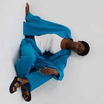 Reserved - Volné kalhoty s viskózou - tyrkysová - YH520-66X - YH520-66X-L