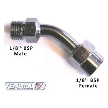 Otočný kloub Venhill POWERHOSEPLUS E645 45 deg 1/8TH BSP chrom E645