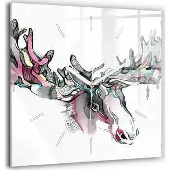 Hodiny Minimalistické Skleněné Nástěnné Hodiny s S Potiskem Los - Abstraktní Design 60x60 cm