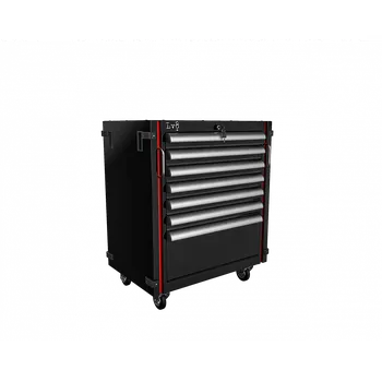 Integrovaný zásuvkový díl na kolečkách pod sůl - 7 zásuvek LV8 EQM7K.7605 s dřevěnou vrchní deskou odolnou proti olejům černý EQM7K.7605