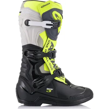Moto obuv boty TECH 3, ALPINESTARS (černá/šedá/žlutá fluo, vel. 52) (Velikost: 38) 2013018-1055
