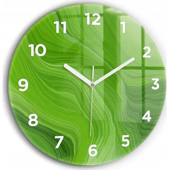 Hodiny Tiché skleněné nástěnné hodiny Moderní vlny bílé ručičky kulatý průměr 60 cm