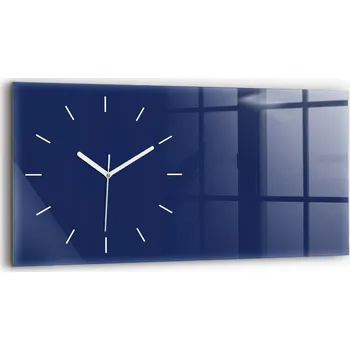 Hodiny Moderní skleněné nástěnné hodiny s potiskem 60 cm x 30 cm, tmavě modrá barva