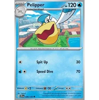 Sběratelská karetní hra Pokémon JTG 039/159 Pelipper - Journey Together Stav: Near Mint, Verze: REVERSE HOLO