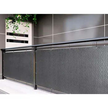 Krycí plachta Balkonová zástěna PREMIUM 100x300 cm, ratanový vzor grafitová, 240g/m2 MyBestHome Vysoká gramáž 240 g/m2