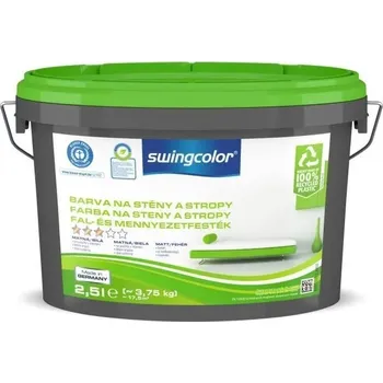barva na zeď Swingcolor Barva na stěnu a strop, bílá, matná, 2,5 l 6203 T02,5 0095