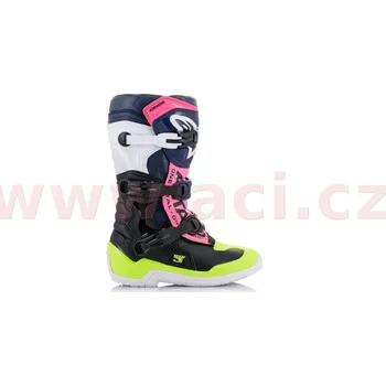Moto obuv boty TECH 3S YOUTH, ALPINESTARS, dětské (černá/modrá/růžová/žlutá fluo) (Velikost: 34) 2H138899